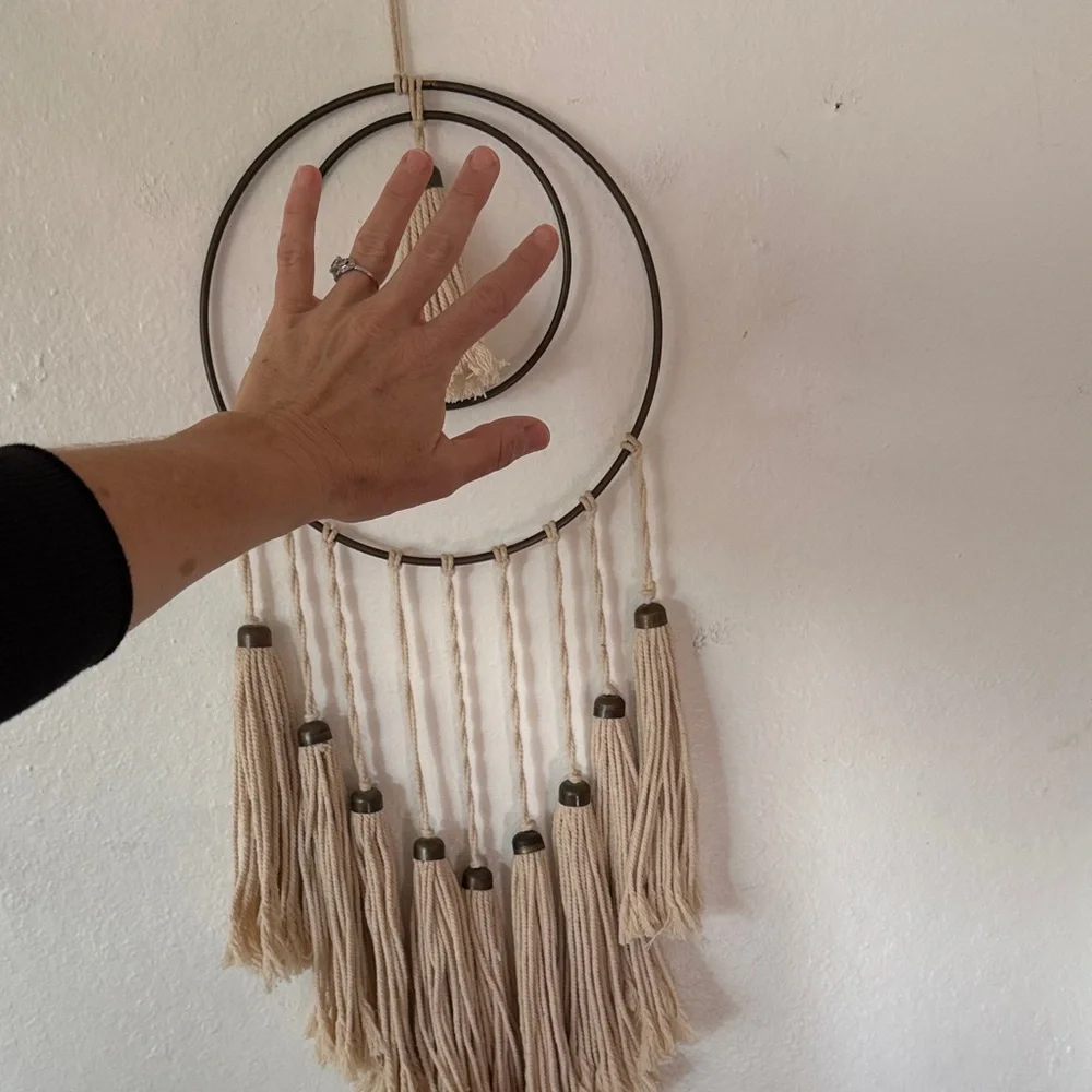 Rings and Tassels Wall Decor in Brown and Cream 30”x10”